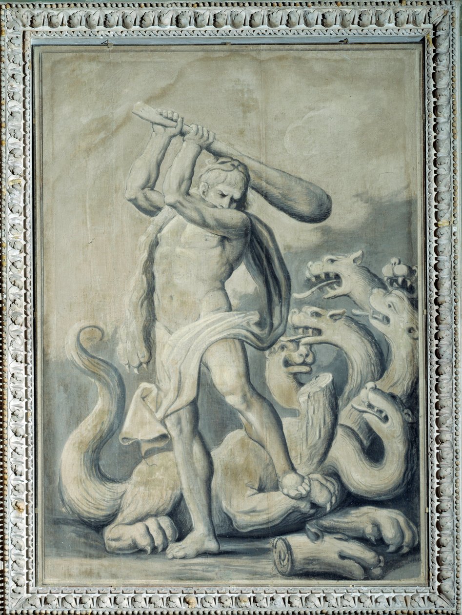 Hércules corta as sete cabeças da Hydra (pintura de Gio Batta Celle