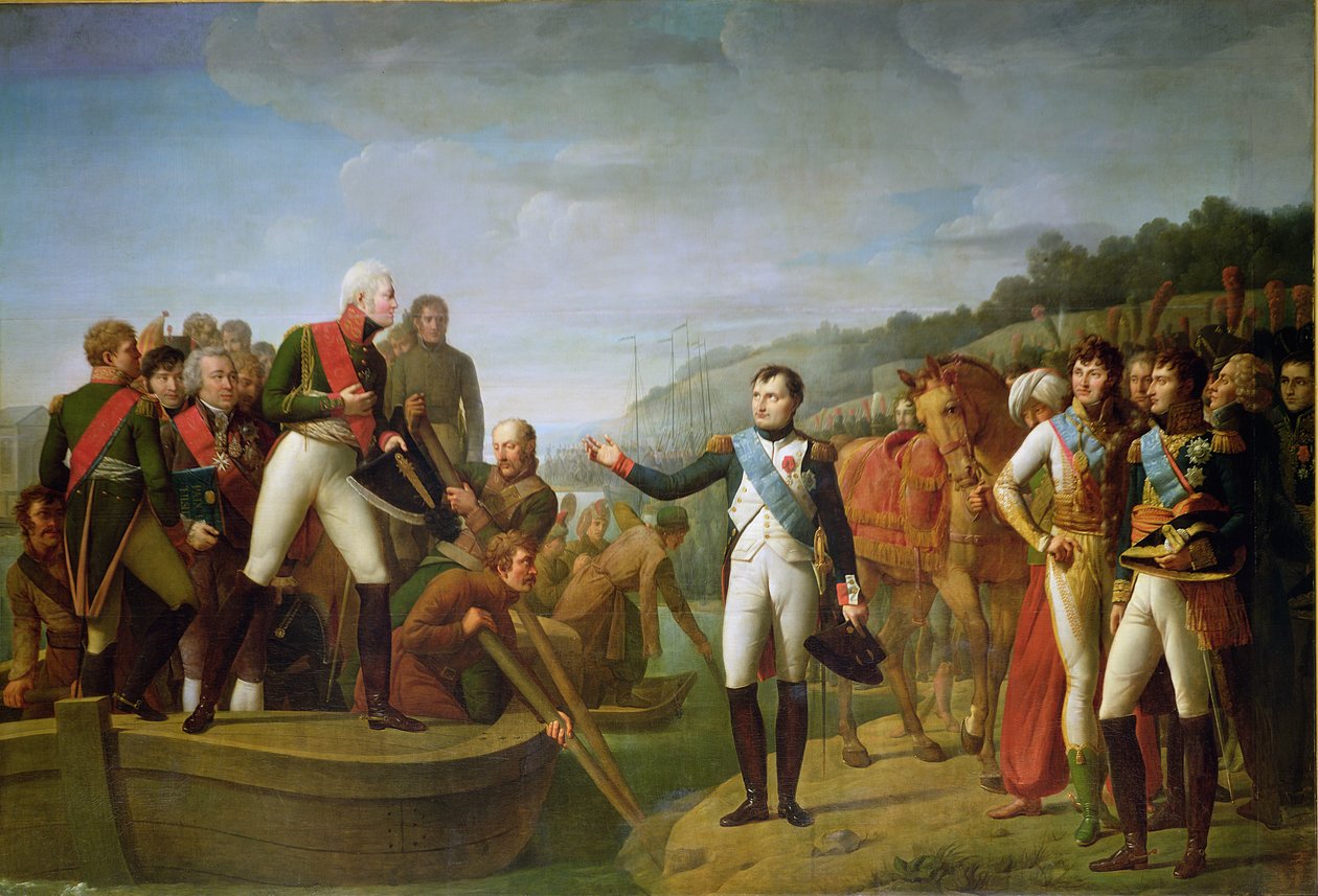 Adeus de Napoleão I (1769-1821) e Alexandre I (1777-1825) após a Paz de Tilsit, 9 de julho de 1807 de Gioacchino Giuseppe Serangeli
