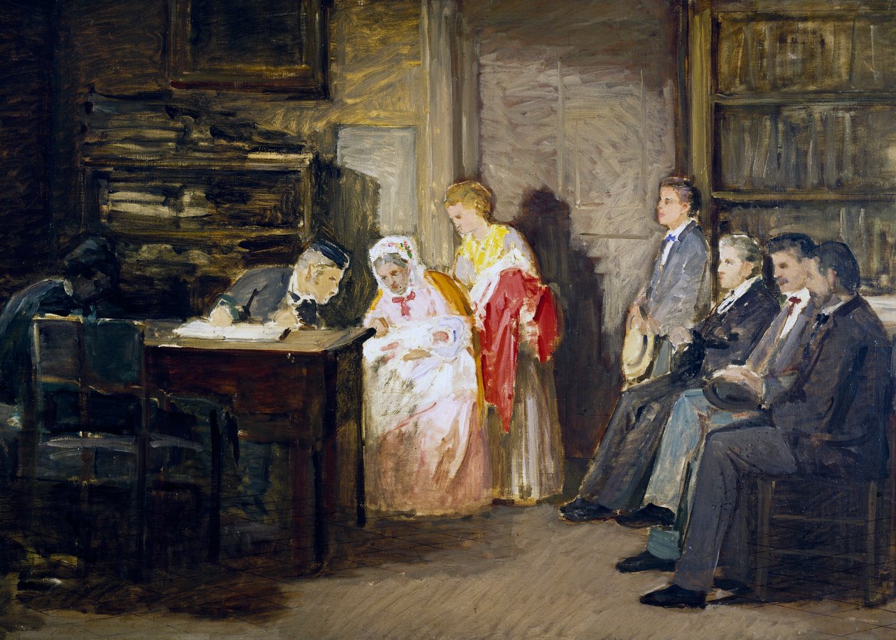 O Estado Civil, de Gioacchino Toma (1836-1893), pintura. de Gioacchino Toma
