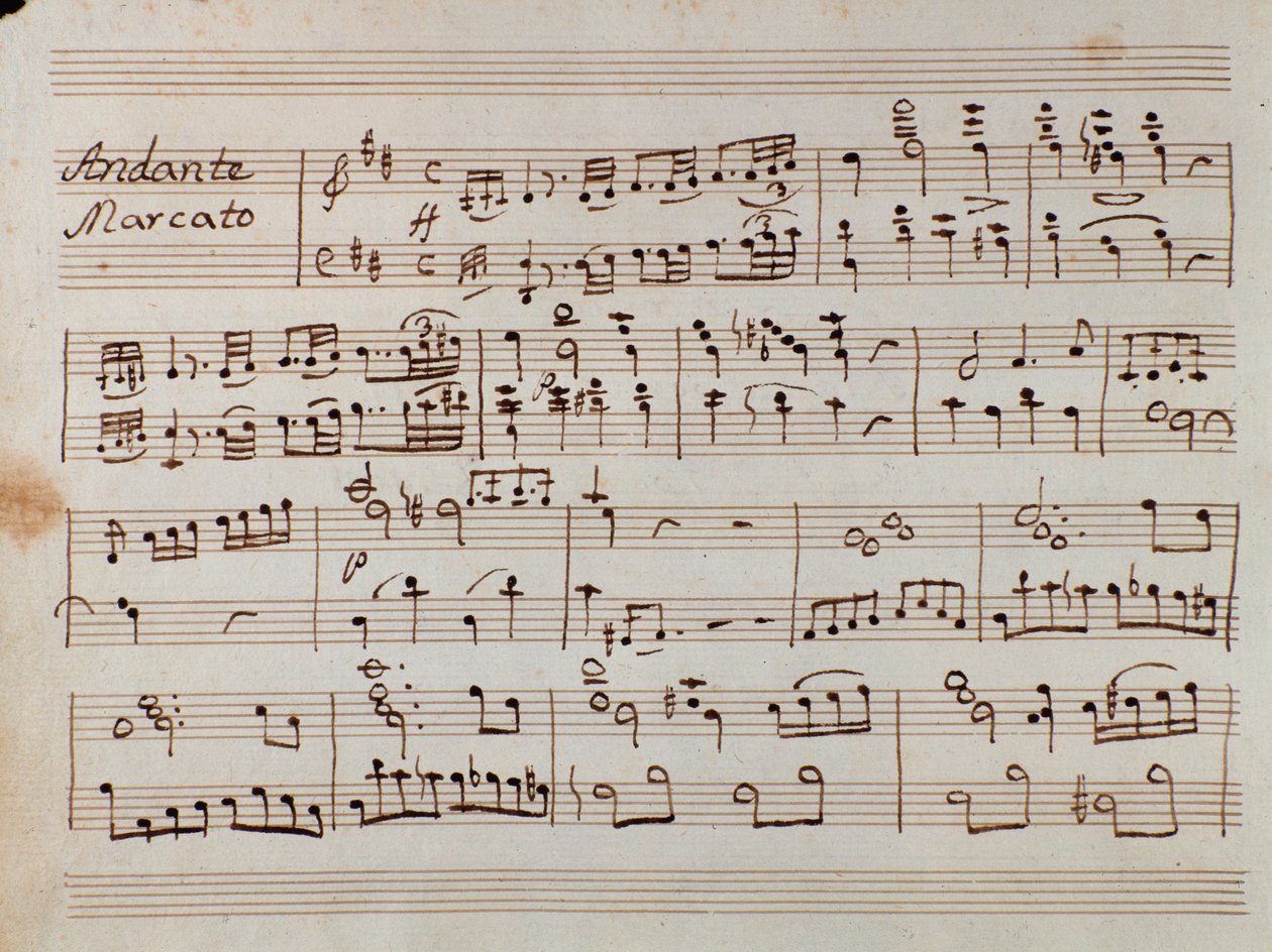 Primeira página de partituras para a sinfonia reduzida para o piano de Tancredi, ópera de Gioacchino Rossini de Gioachino Rossini