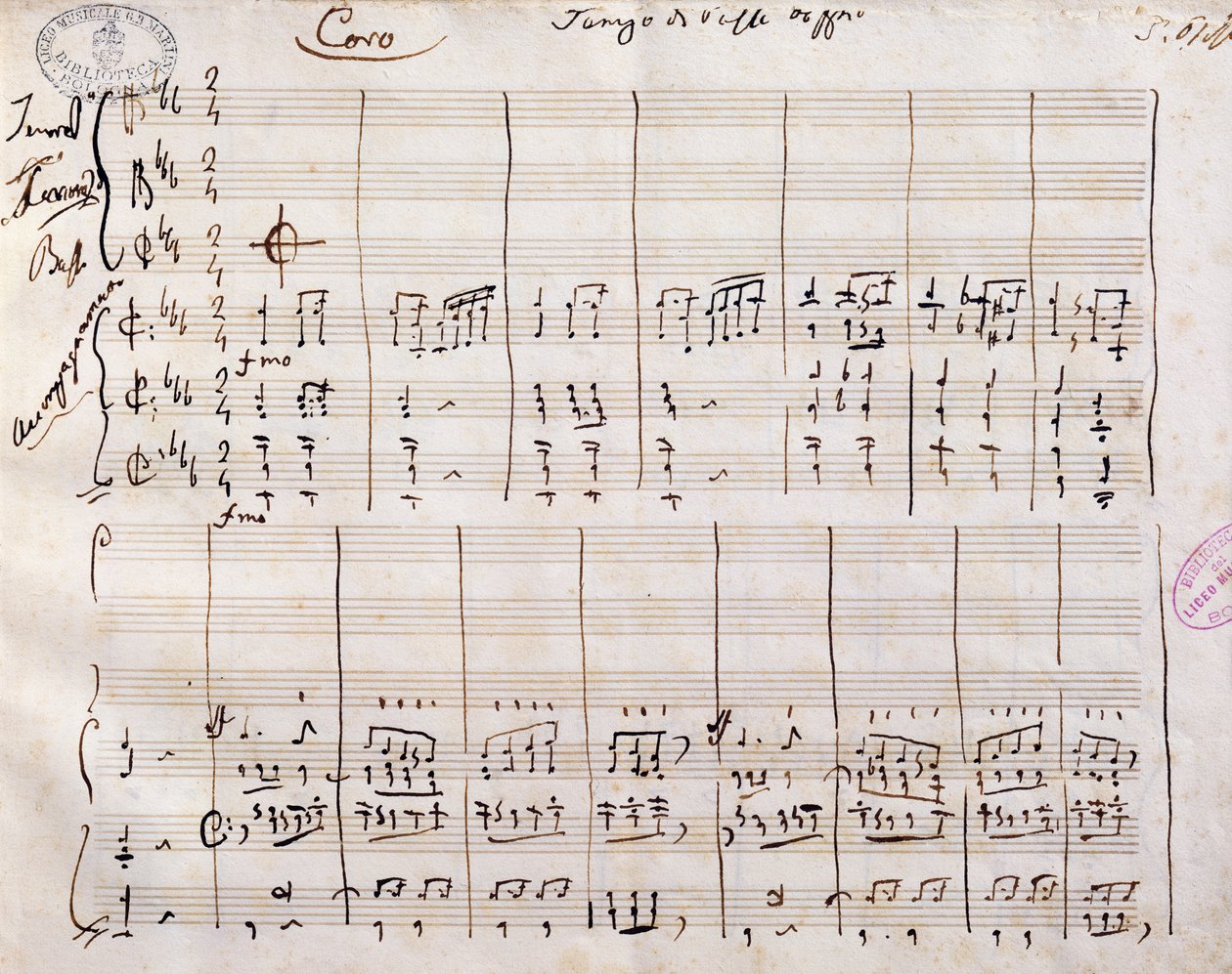 Partitura manuscrita por Gioacchino Rossini (1792-1868) de Gioachino Rossini