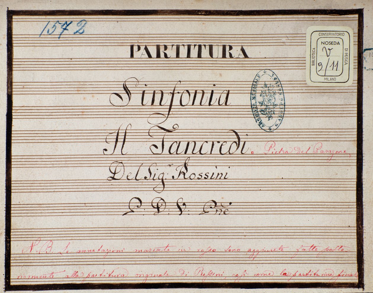 Música para a sinfonia reduzida para o piano de Tancredi, ópera de Gioacchino Rossini de Gioachino Rossini