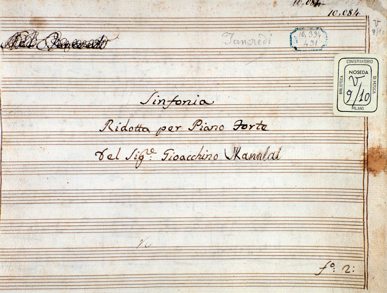 Música para a sinfonia reduzida para o piano de Tancredi, ópera de Gioacchino Rossini de Gioachino Rossini