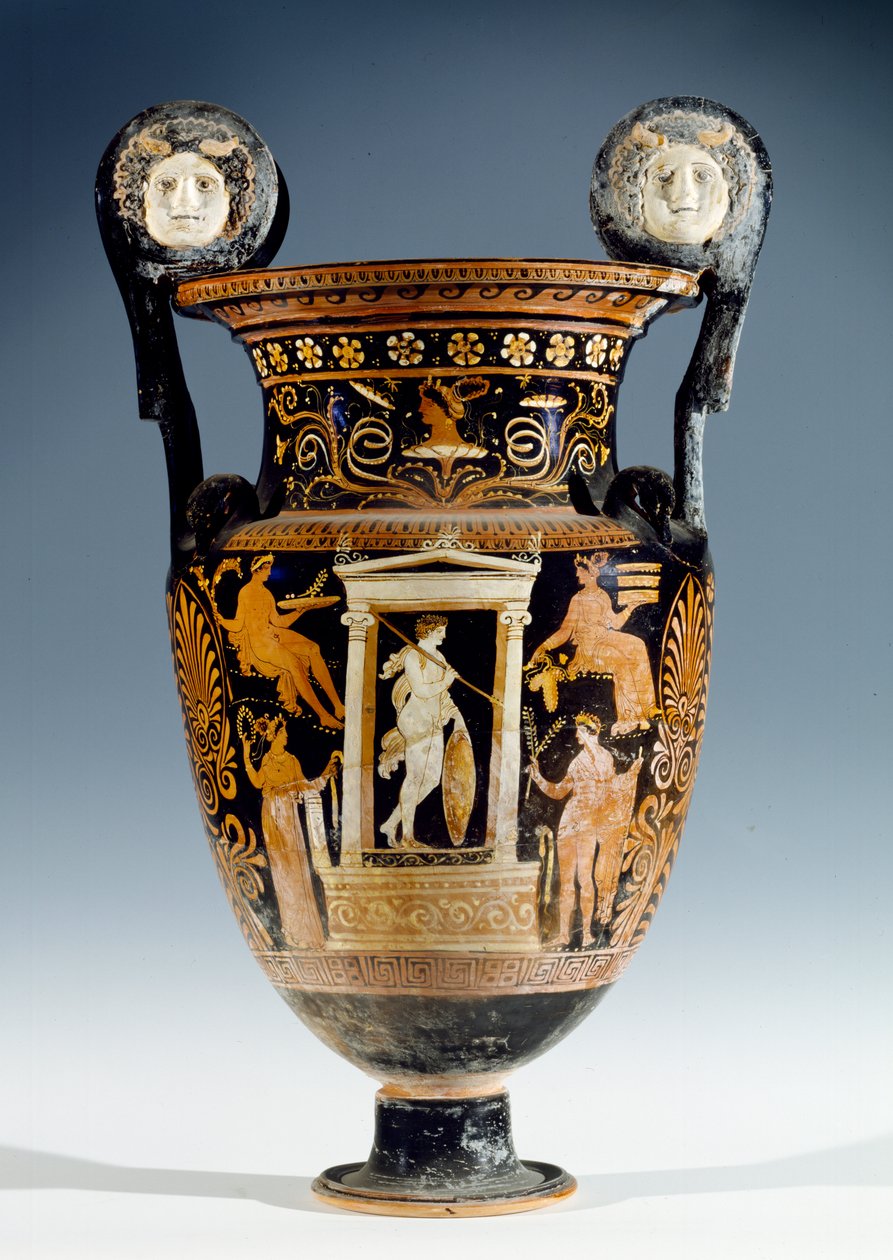 Figura vermelha e branca voluta krater, Apulian (cerâmica) de Gioia del Colle Painter