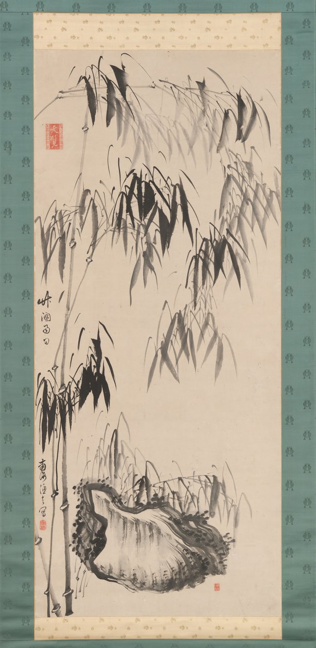Janela para bambu em dia de chuva, primeira metade do século XVIII. de Gion Nankai