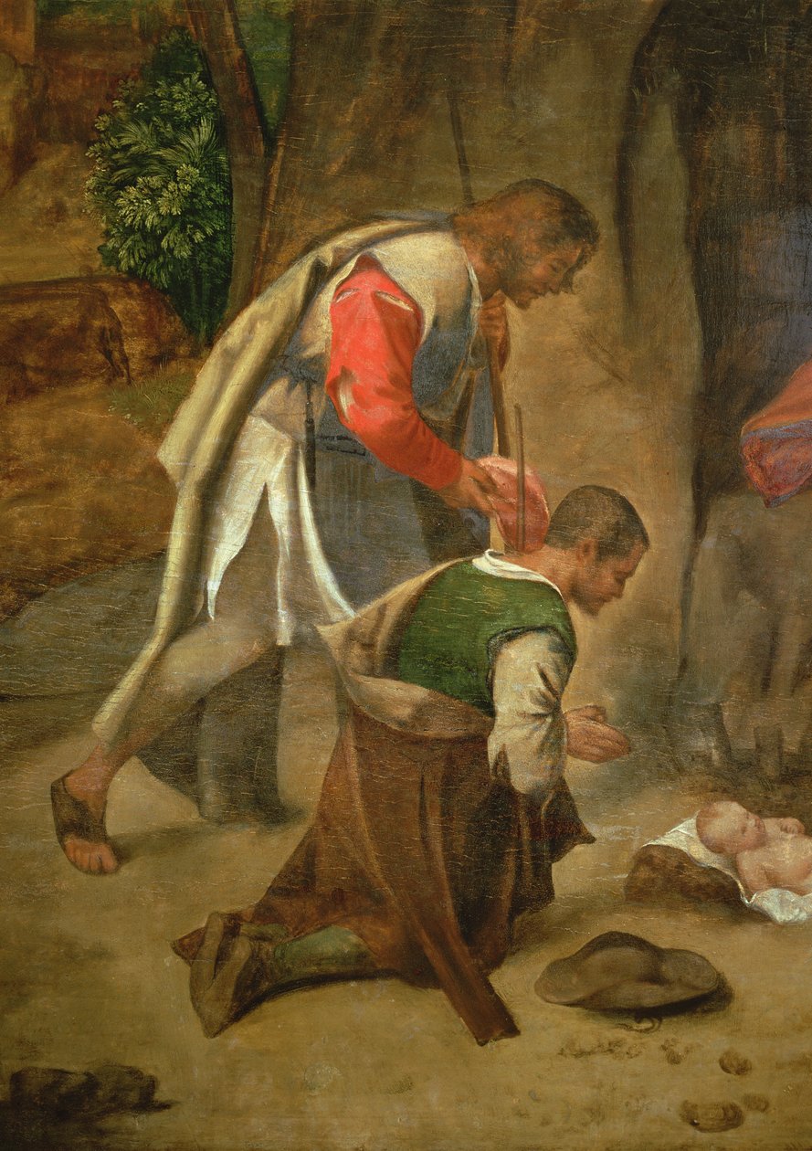 Adoração dos pastores, c.1510 (painel) (detalhe de 68685) de Giorgio Giorgione