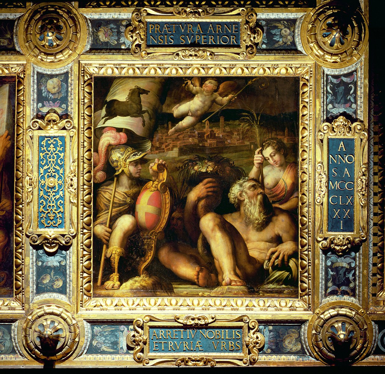 Alegoria da cidade de Arezzo, a partir do teto do Salone dei Cinquecento, 1565 (painel) de Giorgio Vasari