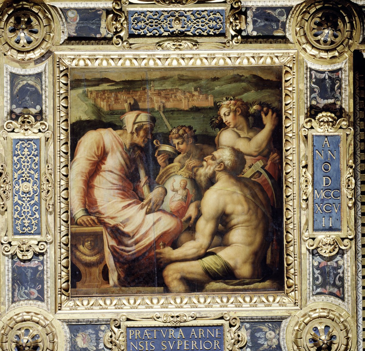 Alegoria da aldeia de San Giovanni Valdarno do teto do Salone dei Cinquecento, 1565 (painel) de Giorgio Vasari