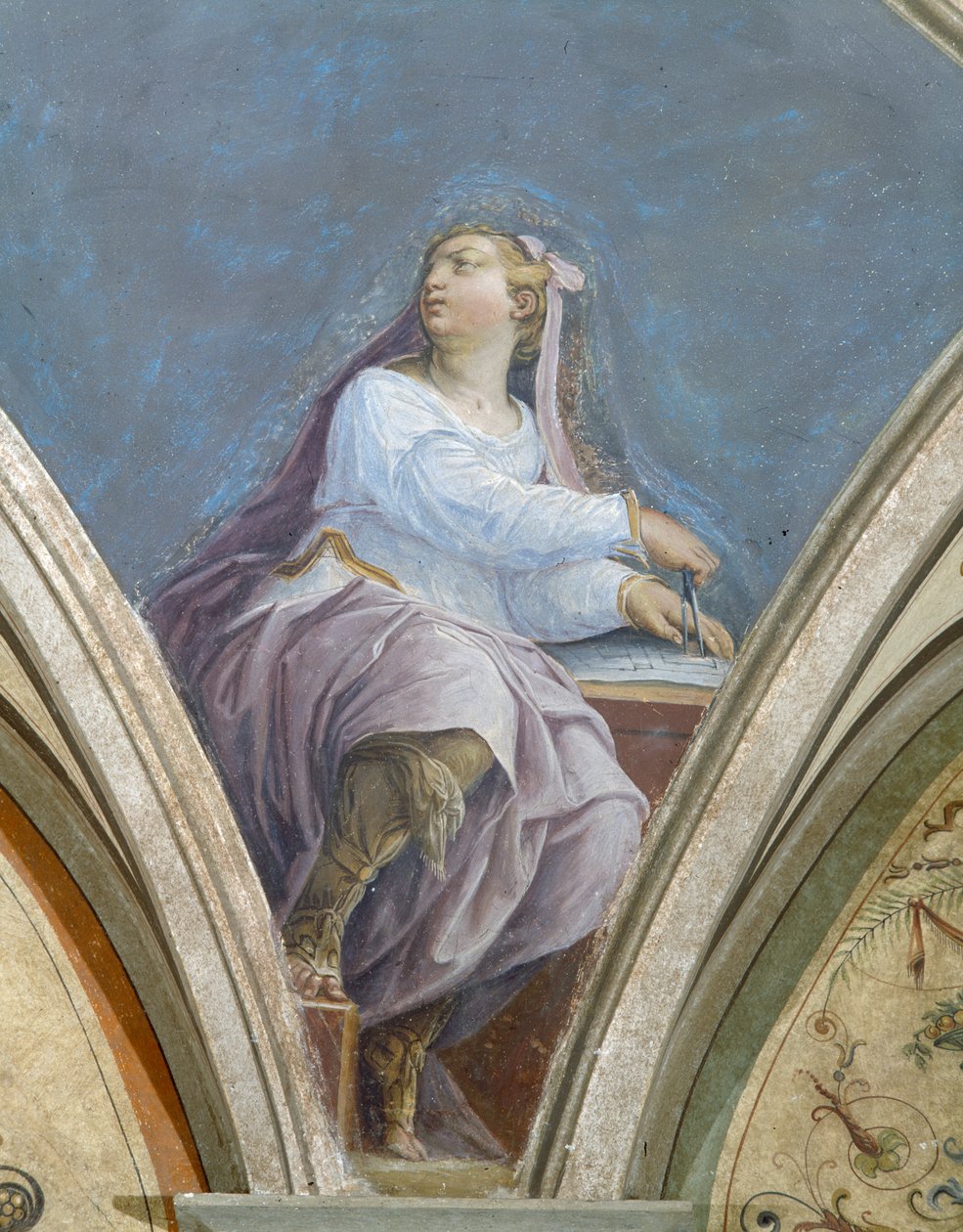 Arquitetura, As Quatro Artes, Peduccio, Camera della Fama, 1542 de Giorgio Vasari