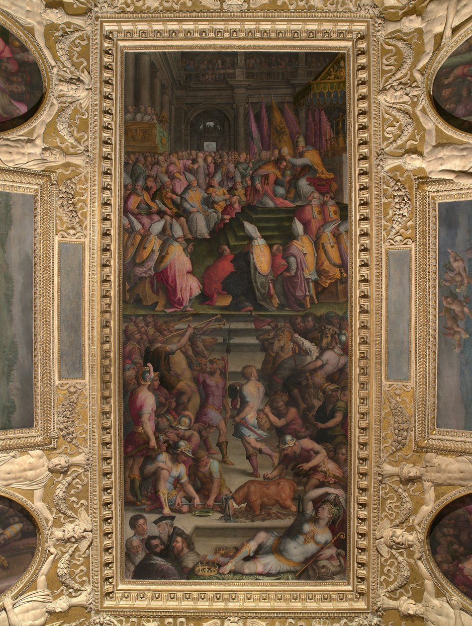 Clemente VII coroa Carlos V em San Petronio em Bolonha de Giorgio Vasari