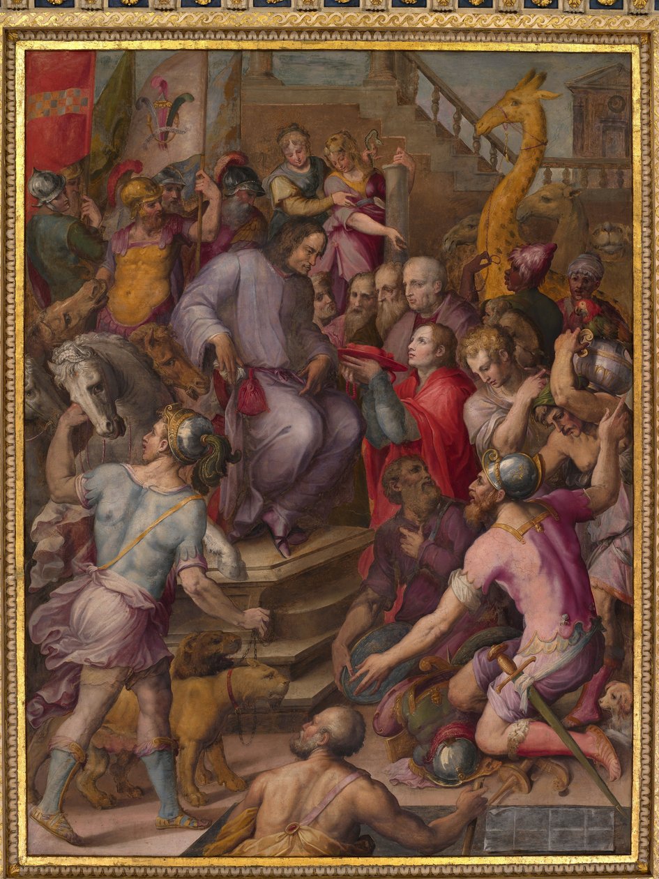 Lorenzo the Magnificent recebe o tributo dos embaixadores de Giorgio Vasari