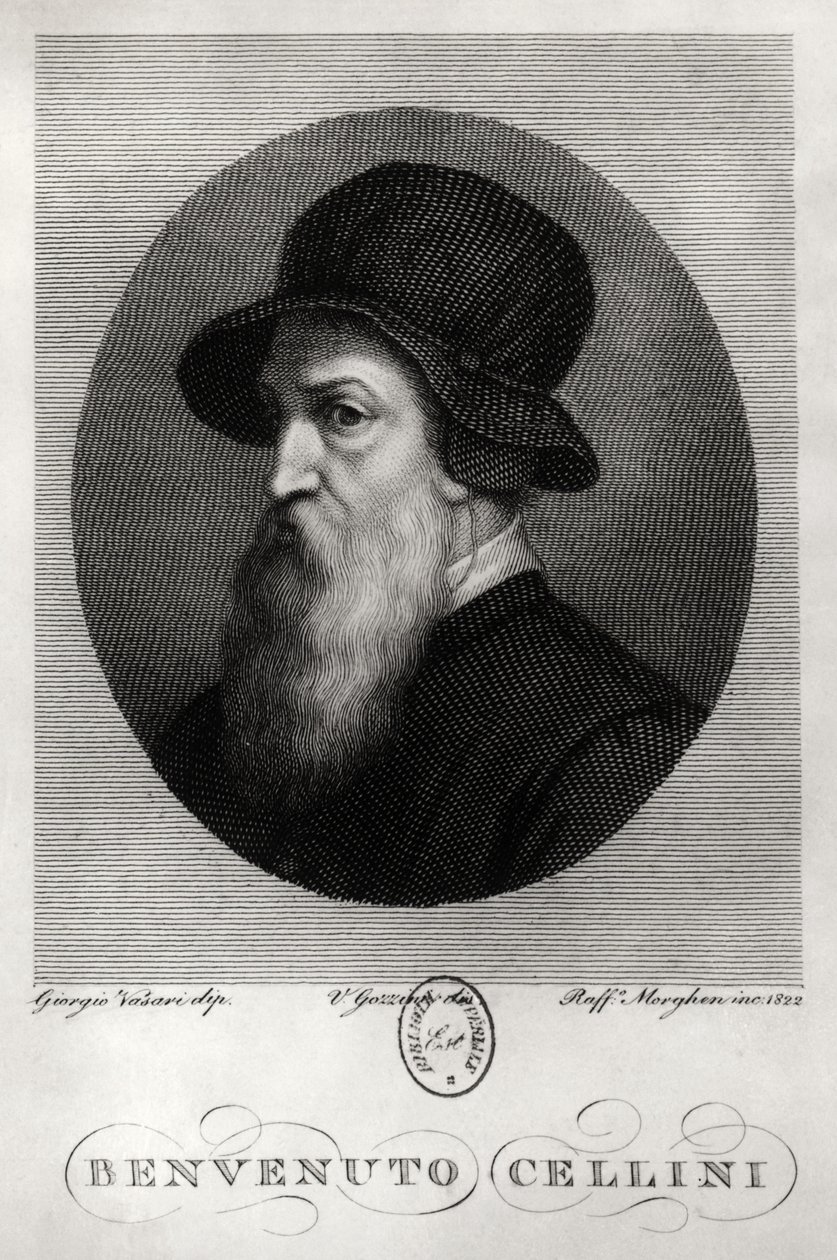 Retrato de Benvenuto Cellini (1500-71) gravado por Rafaello Morghen (1758-1833) 1822 de Giorgio Vasari