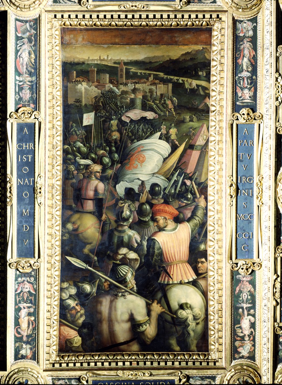A captura de Cascina do teto do Salone dei Cinquecento, 1565 (painel) de Giorgio Vasari