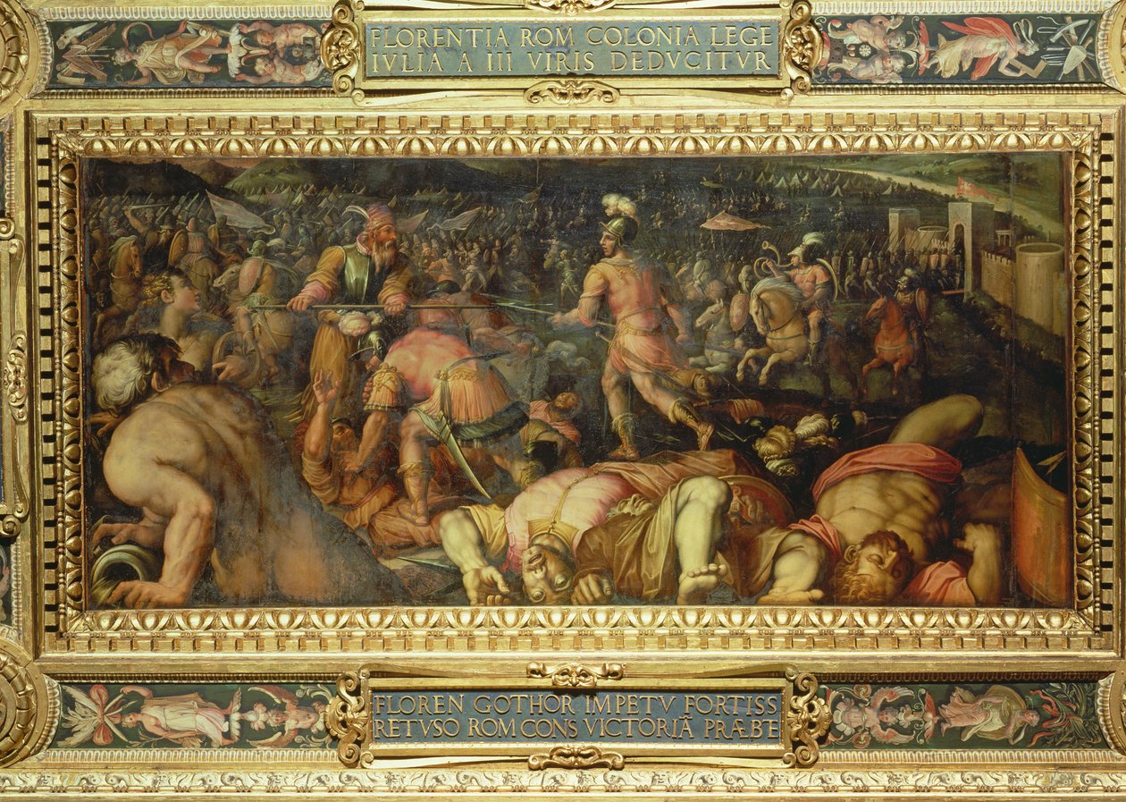 A derrota de Radagasio do teto do Salone dei Cinquecento, 1565 (painel) de Giorgio Vasari