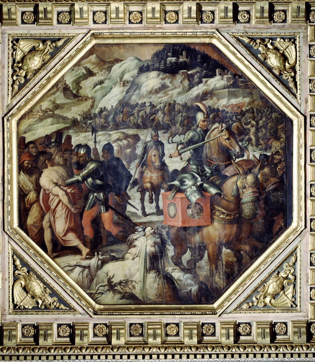 A derrota dos venezianos no Casentino do teto do Salone dei Cinquecento, 1565 (painel) de Giorgio Vasari