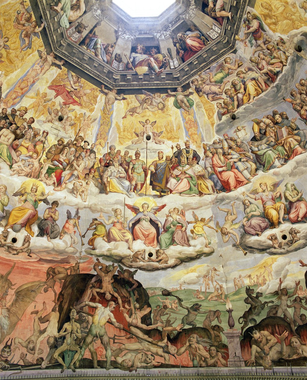 O último julgamento, detalhe da cúpula do Duomo, 1572-79 de Giorgio Vasari