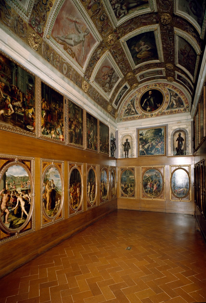 Vista do Studiolo de Francesco I de Medici de Giorgio (and workshop) Vasari