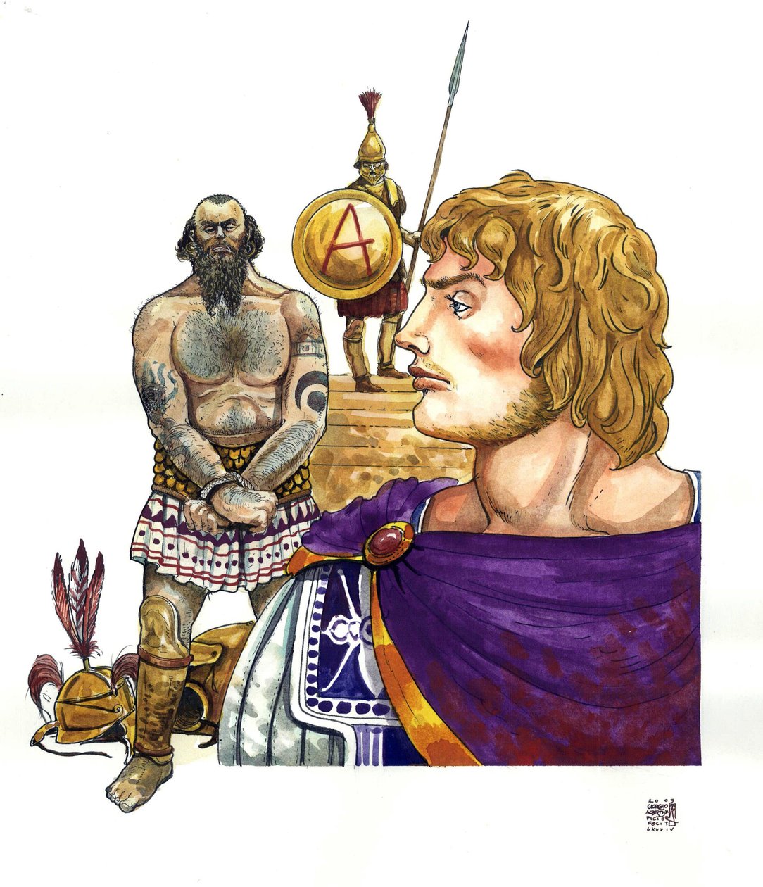 Antiquite: o rei macedónio Alexandre Magno (356-323 a.C.), que tinha atrás de si piratas fenícios (cartagineses) cujas frotas destruiu por volta de 332 a.C. de Giorgio Albertini