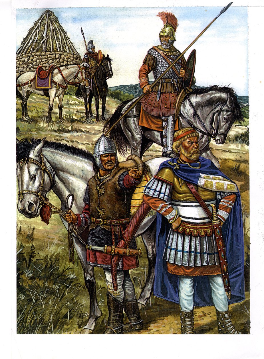 Bárbaro: um guerreiro huno, um guerreiro gótico e um soldado romano de Giorgio Albertini