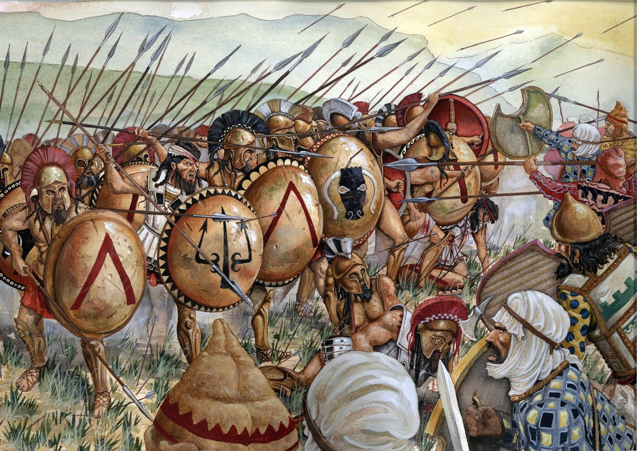 Batalha das Termópilas: o exército dos espartanos, comandado por Leónidas I, combateu os gregos contra os persas em 480 a.C. de Giorgio Albertini