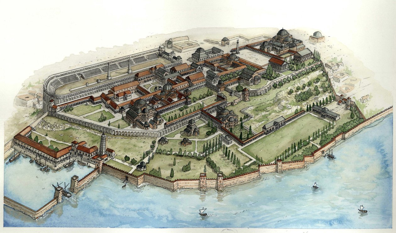 Império Bizantino: vista do Palácio Imperial de Constantinopla, de Giorgio Albertini