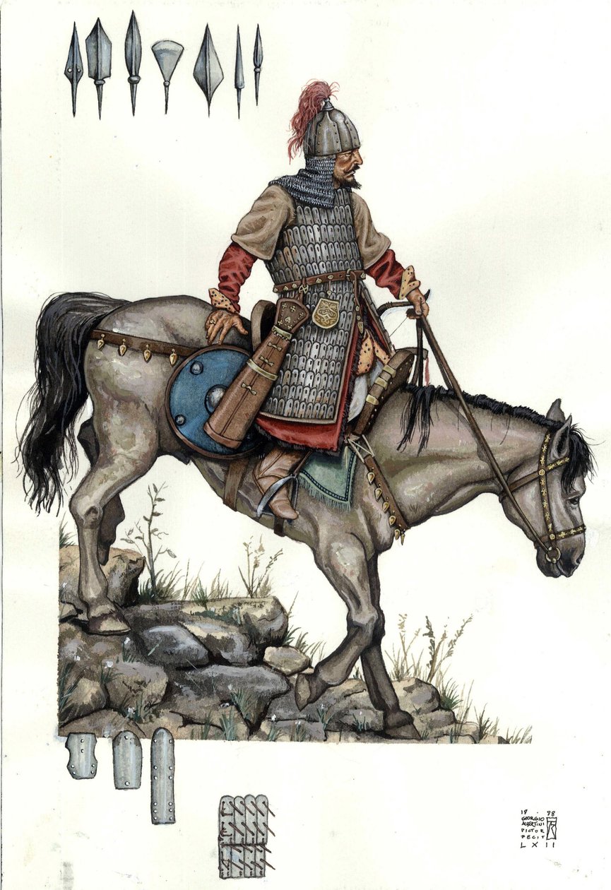 Idade Média: soldado da cavalaria pesada húngara. Século IX de Giorgio Albertini