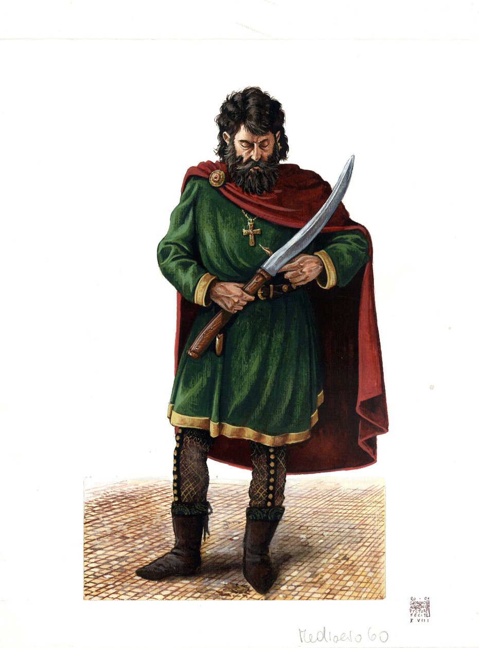 Idade Média: soldado da guarda varangiana (ou guarda varegue), corpo de elite do exército bizantino de Giorgio Albertini