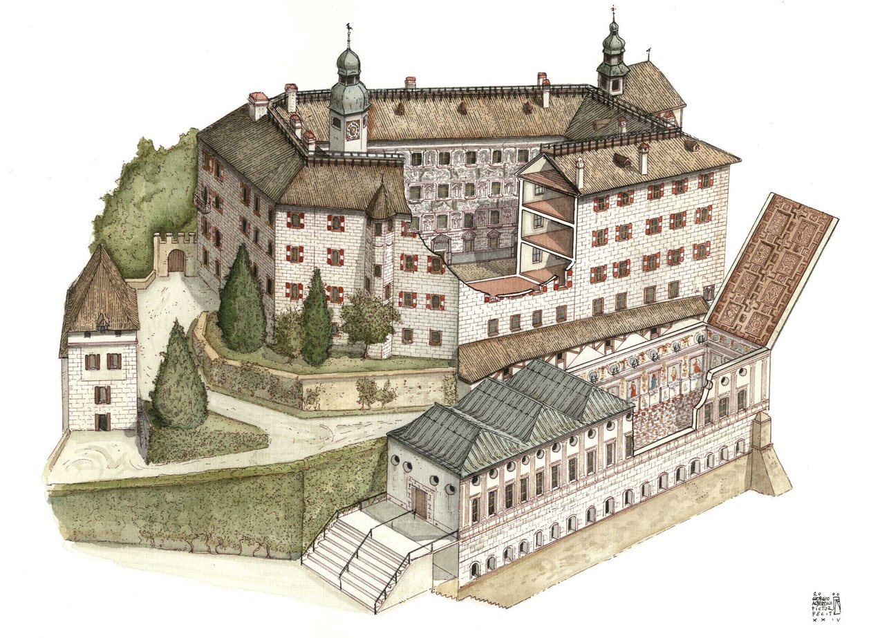 Arquitetura renascentista: reconstrução do castelo de Ambras de Giorgio Albertini