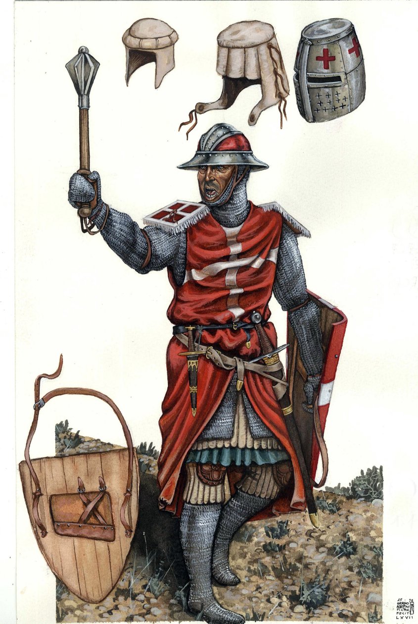Representação de um sargento da Ordem de São João de Jerusalém (ou Ordem do Hospital ou mais simplesmente dos Hospitalários) do século XIII. de Giorgio Albertini