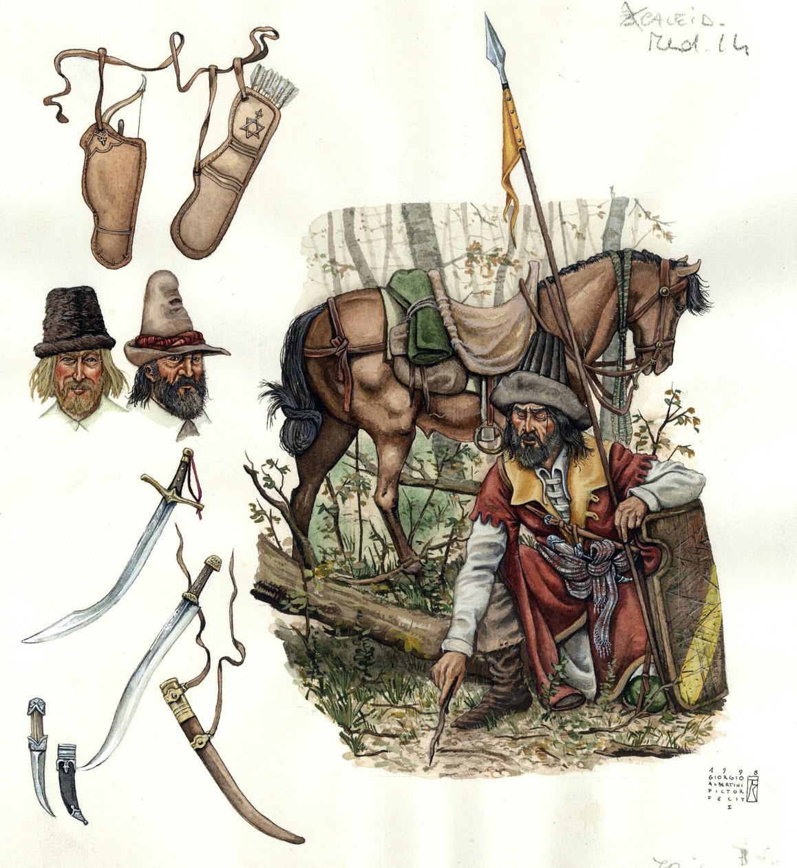 Representação de estradiotas, cavaleiros mercenários ligeiros do século XV. de Giorgio Albertini