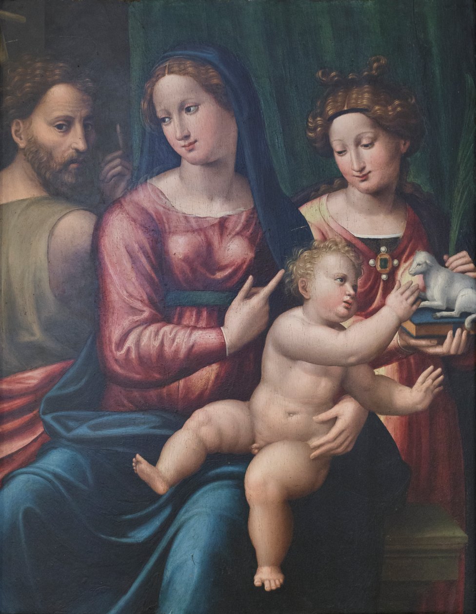 Madona e Menino, São João Batista e Santa Inês, c.1530 (têmpera sobre tela) de Giorgio Gandini del Grano