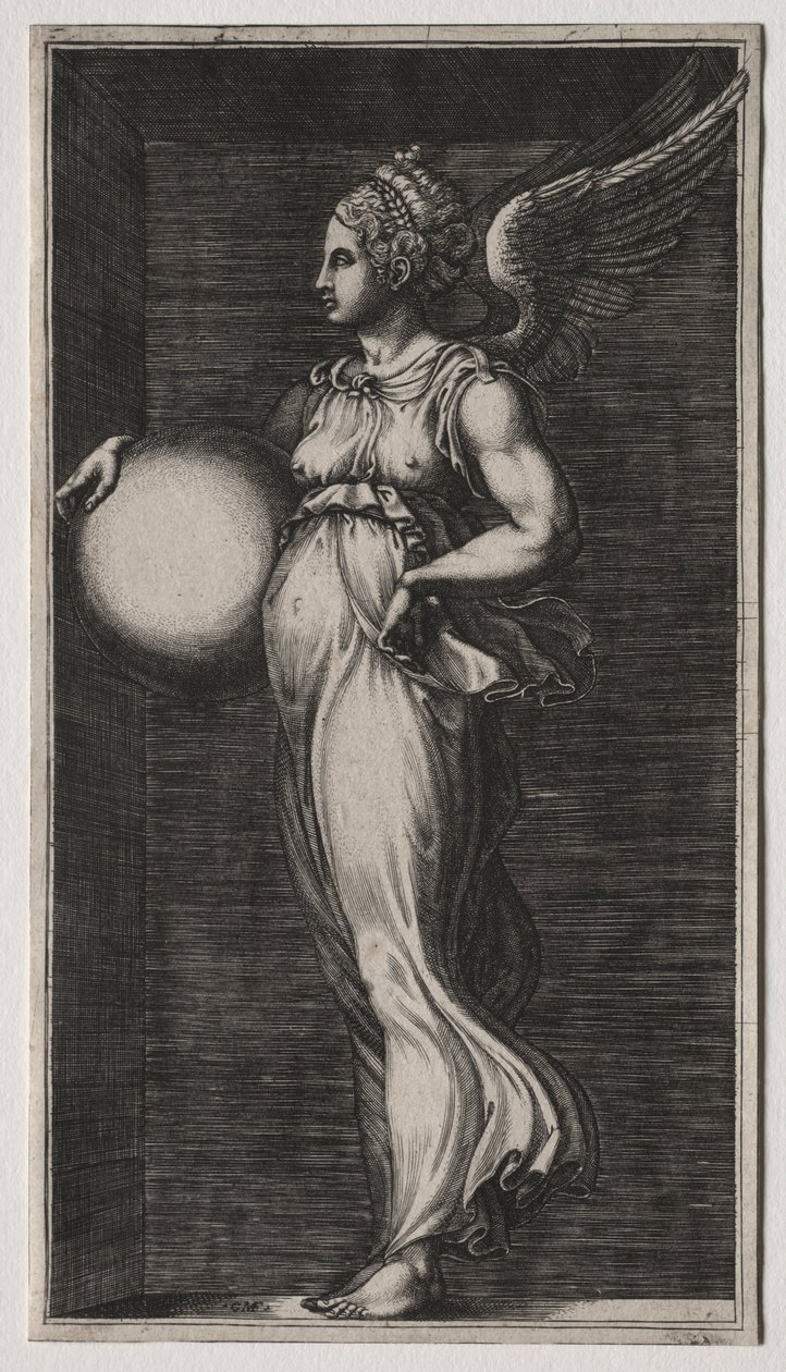 Figura alegórica segurando uma esfera, meados dos anos 1560. de Giorgio Ghisi