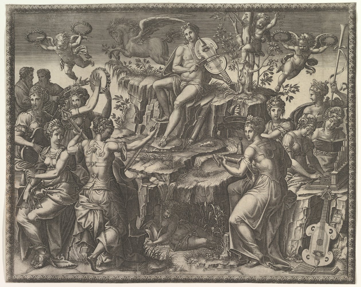 Apolo e as Musas, ca. 1557 de Giorgio Ghisi