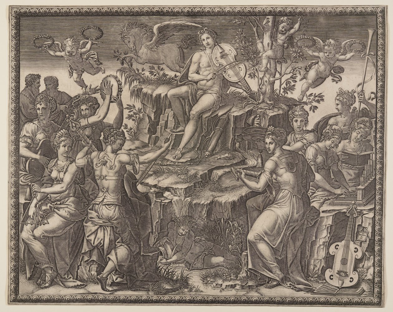 Apolo e as Musas no Monte Parnaso de Giorgio Ghisi