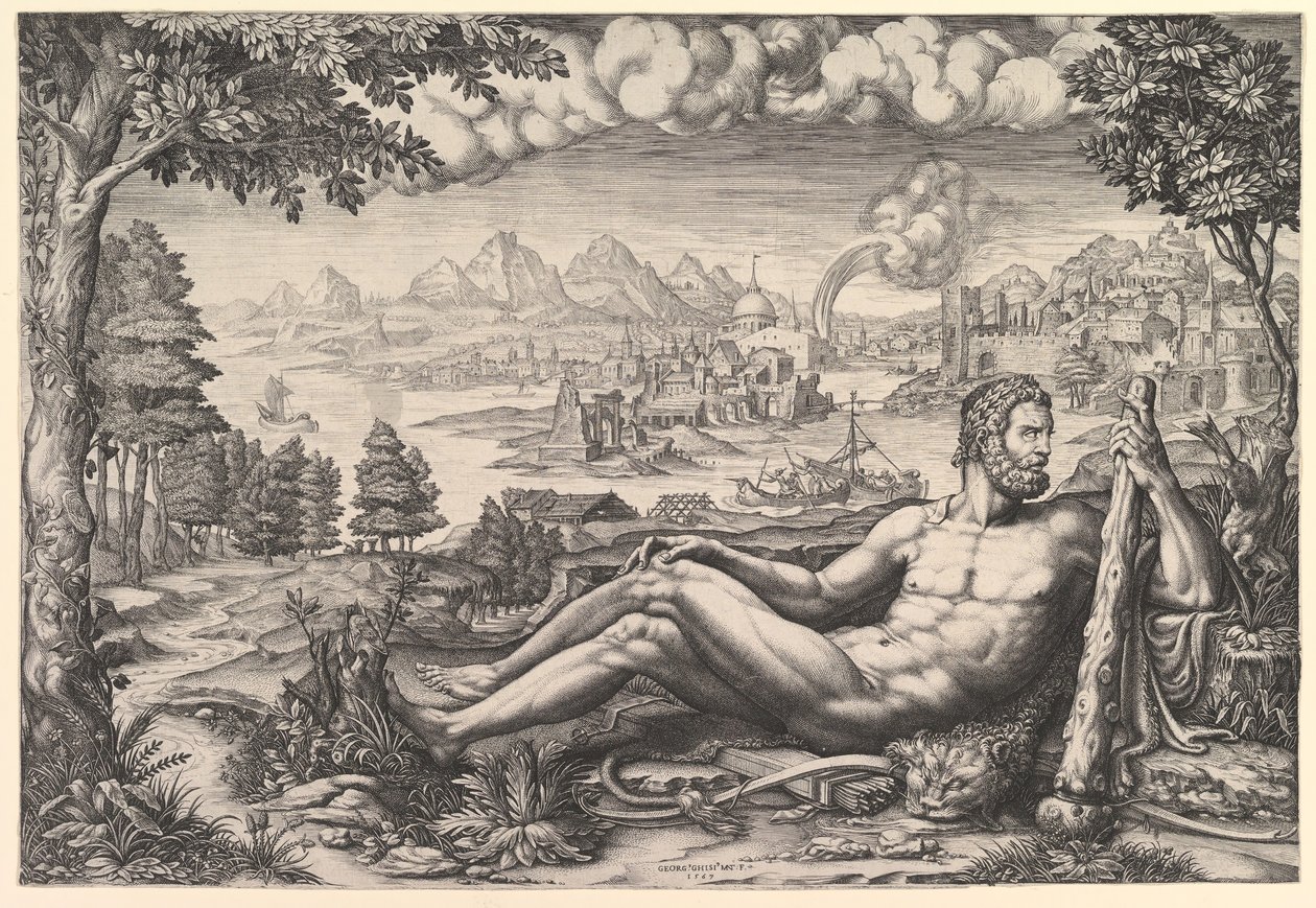 Hércules Descansando de Seus Trabalhos, 1567. de Giorgio Ghisi