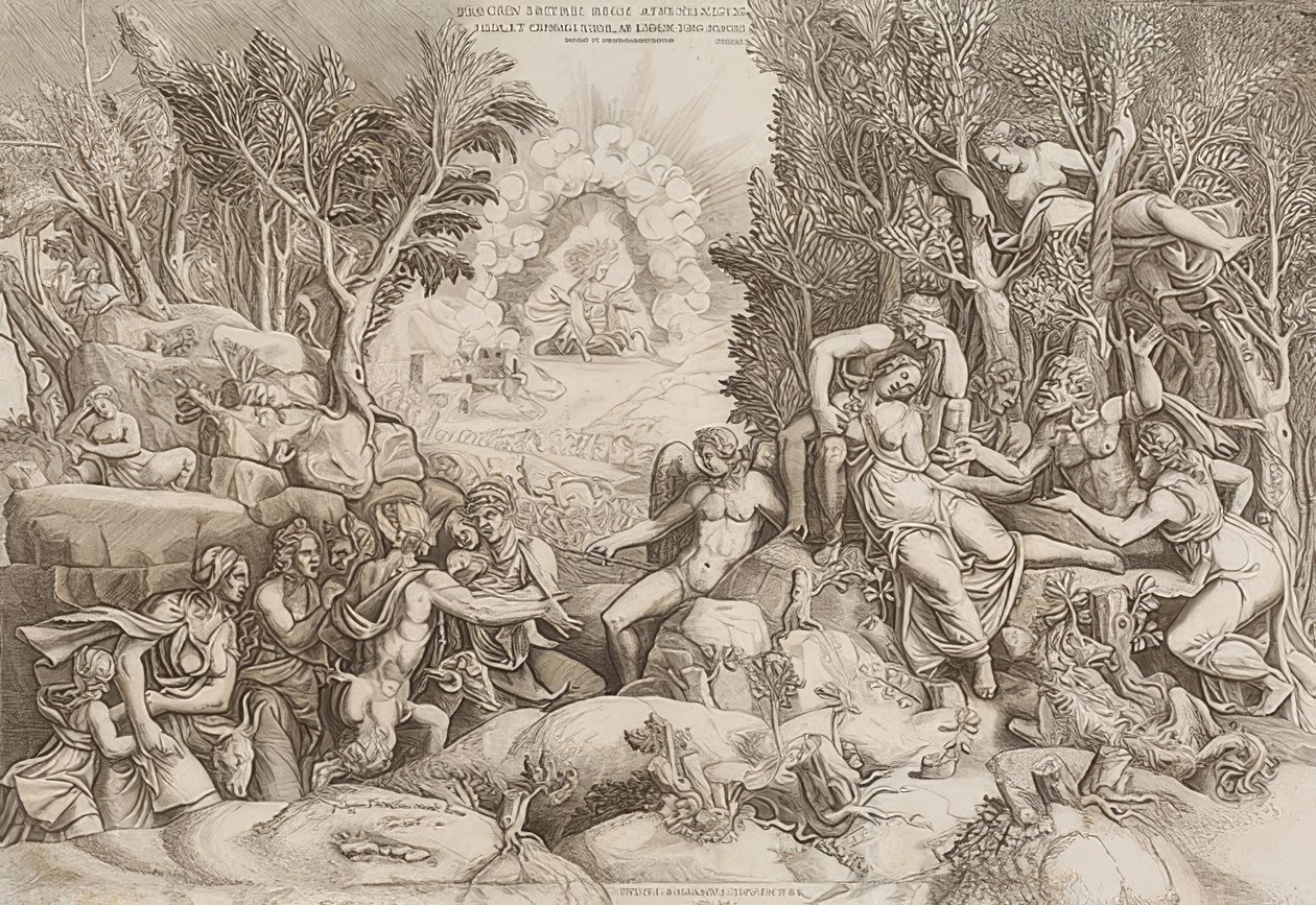 Kephalos lamenta Prokris (depois de um desenho de Giulio Romano, veja a figura número 27883) de Giorgio Ghisi