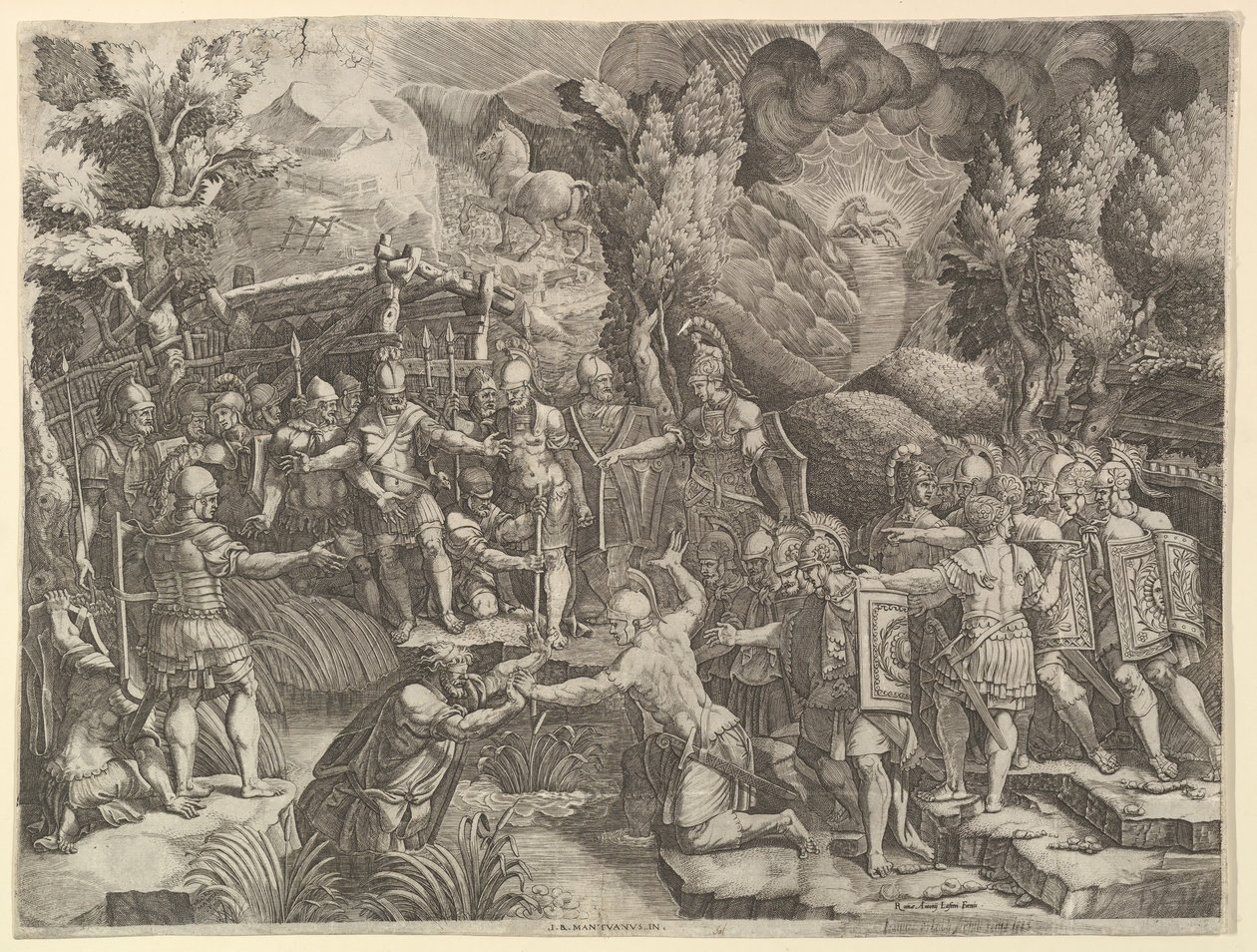 Sinon Enganando os Trojans, meados dos anos 1540. de Giorgio Ghisi