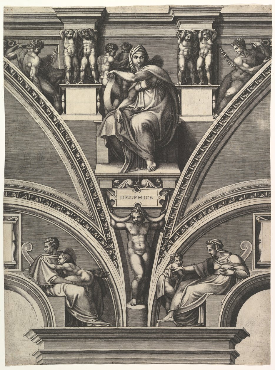 A Sibila Delfa, da série de Profetas e Sibilas na Capela Sistina, 1570-75. de Giorgio Ghisi