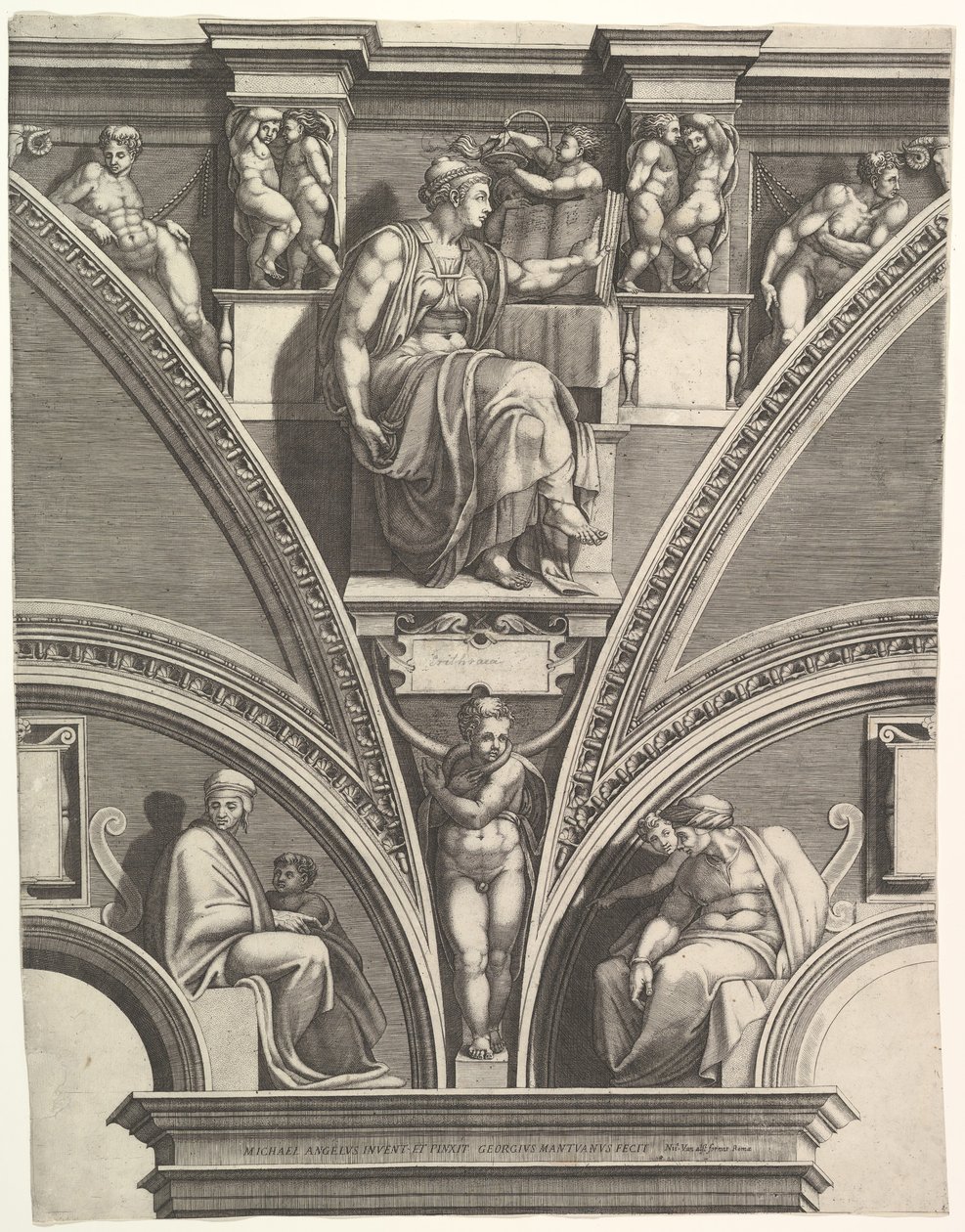A Sibila Eritreia, da série de Profetas e Sibilas na Capela Sistina, 1570-75. de Giorgio Ghisi