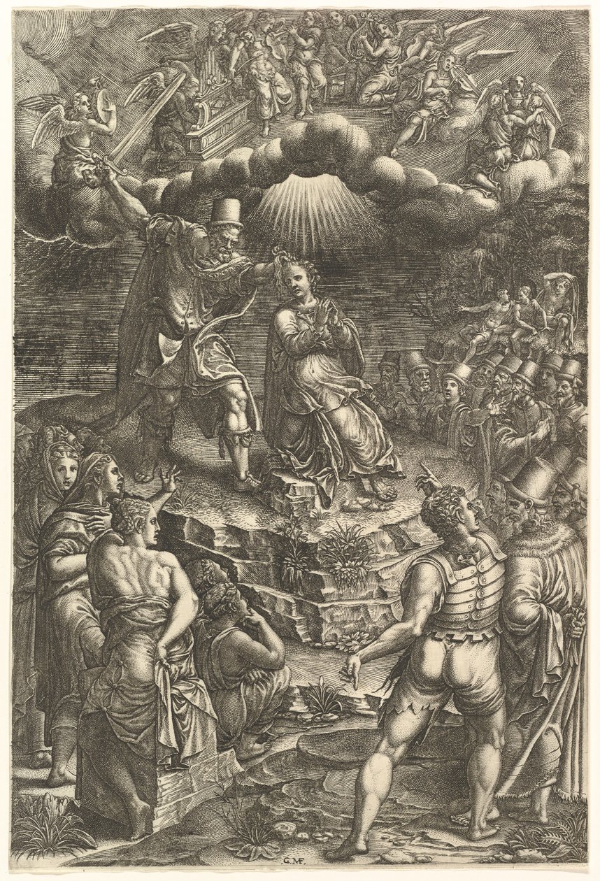 O matrimônio de Santa Bárbara, final dos anos 1570. de Giorgio Ghisi
