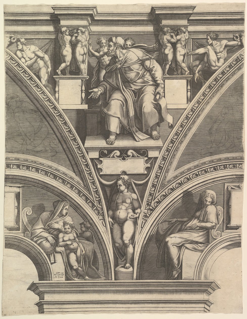 O Profeta Ezequiel, da série de Profetas e Sibilas na Capela Sistina, 1570-75. de Giorgio Ghisi