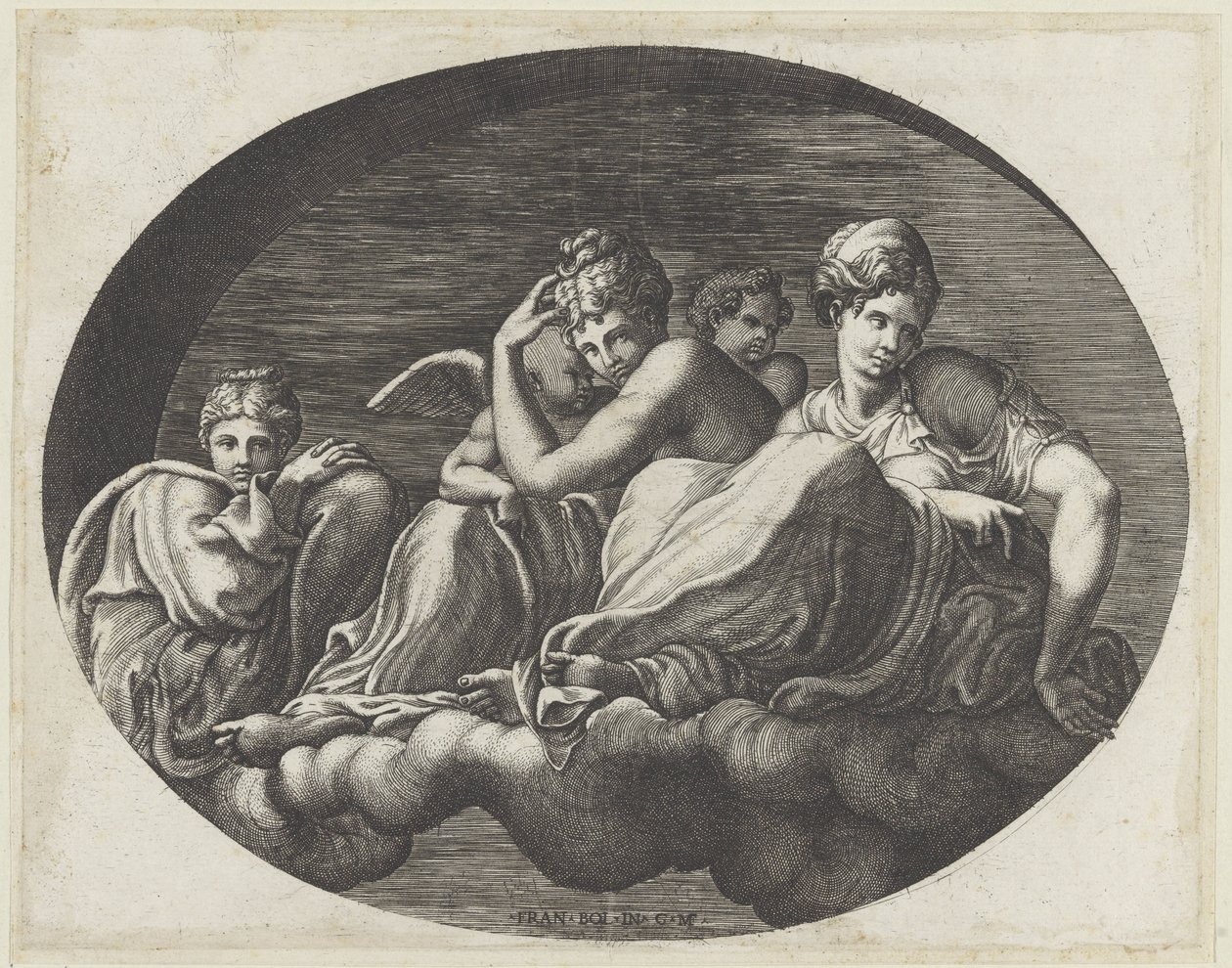 Vénus, duas deusas e duas putti
Pinturas de tecto oval na Galerie d