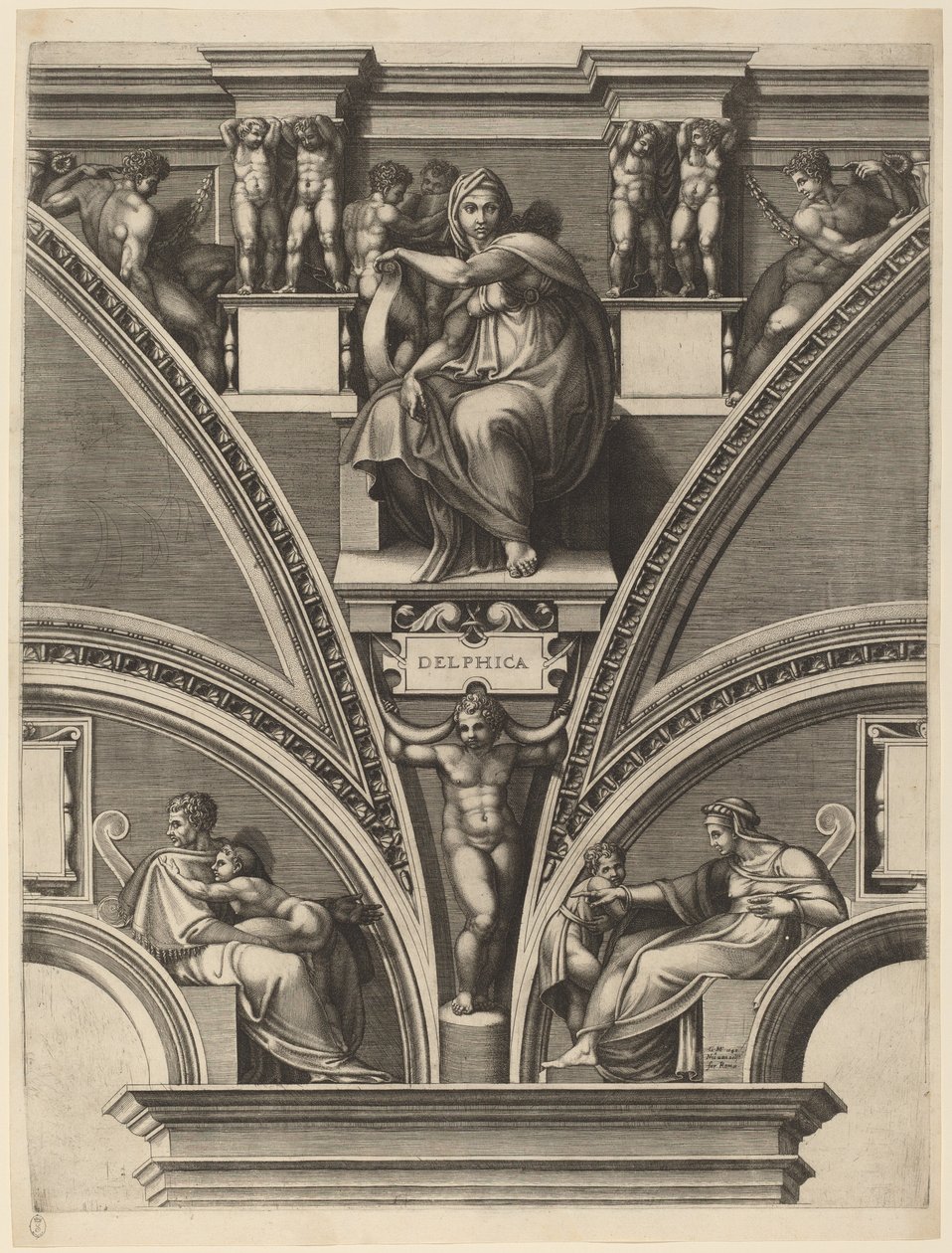 A Sibila Delfos de Giorgio Ghisi after Michelangelo