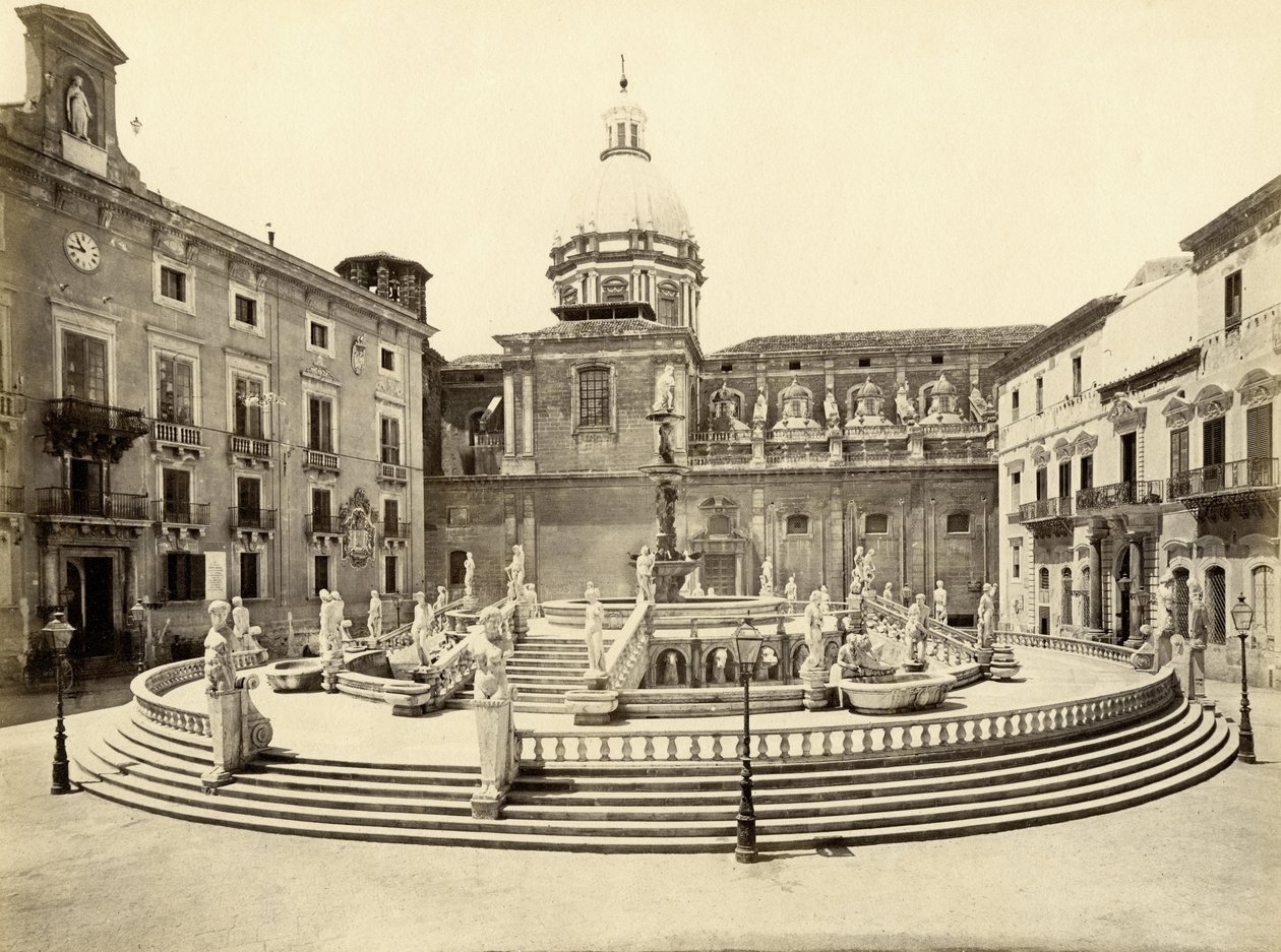 Fonte de Pretoria, Palermo, Itália, fotografia de Giorgio Sommer de Giorgio Sommer