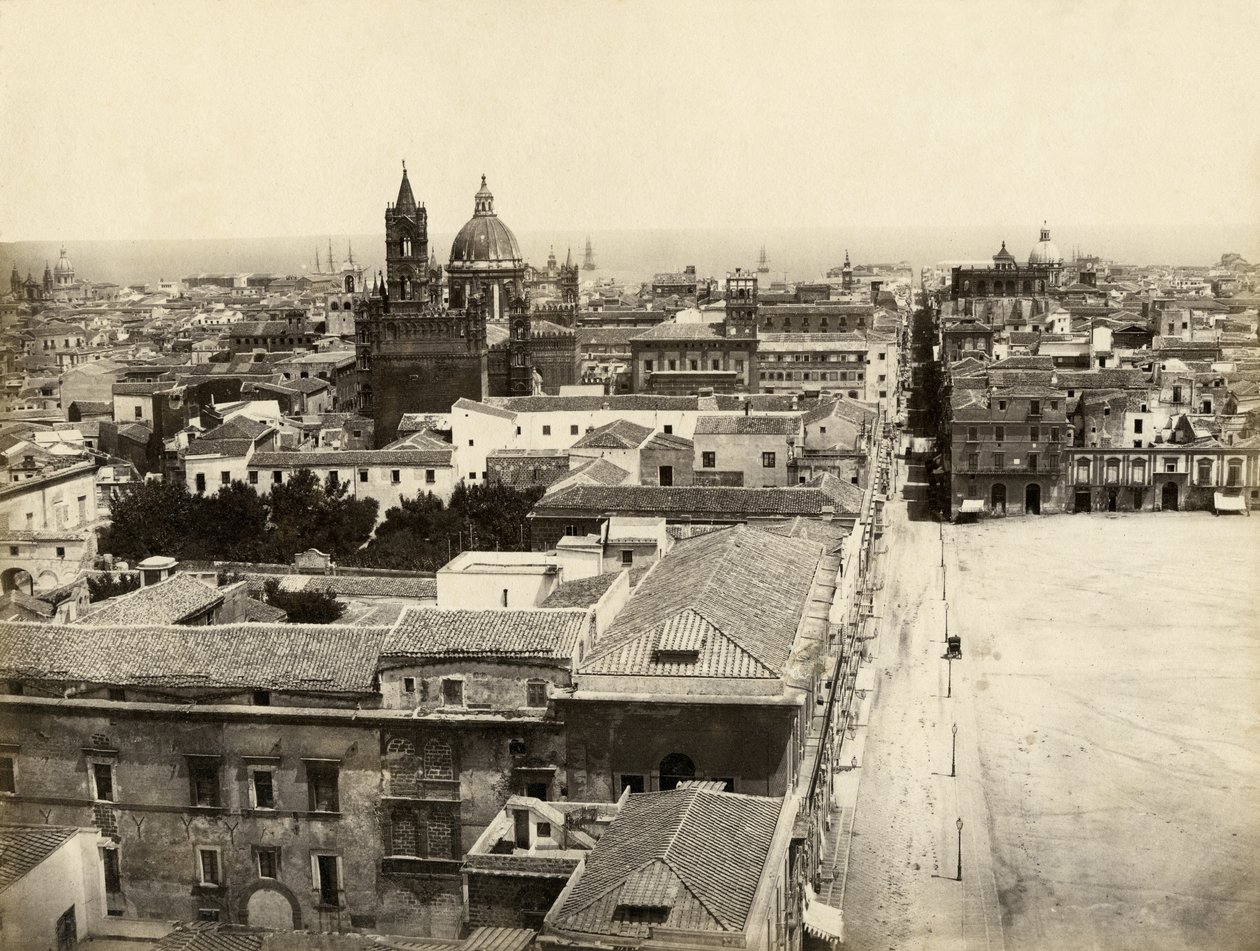 Vista de Palermo de Porta Nuova, Sicília, Itália, fotografia de Giorgio Sommer de Giorgio Sommer