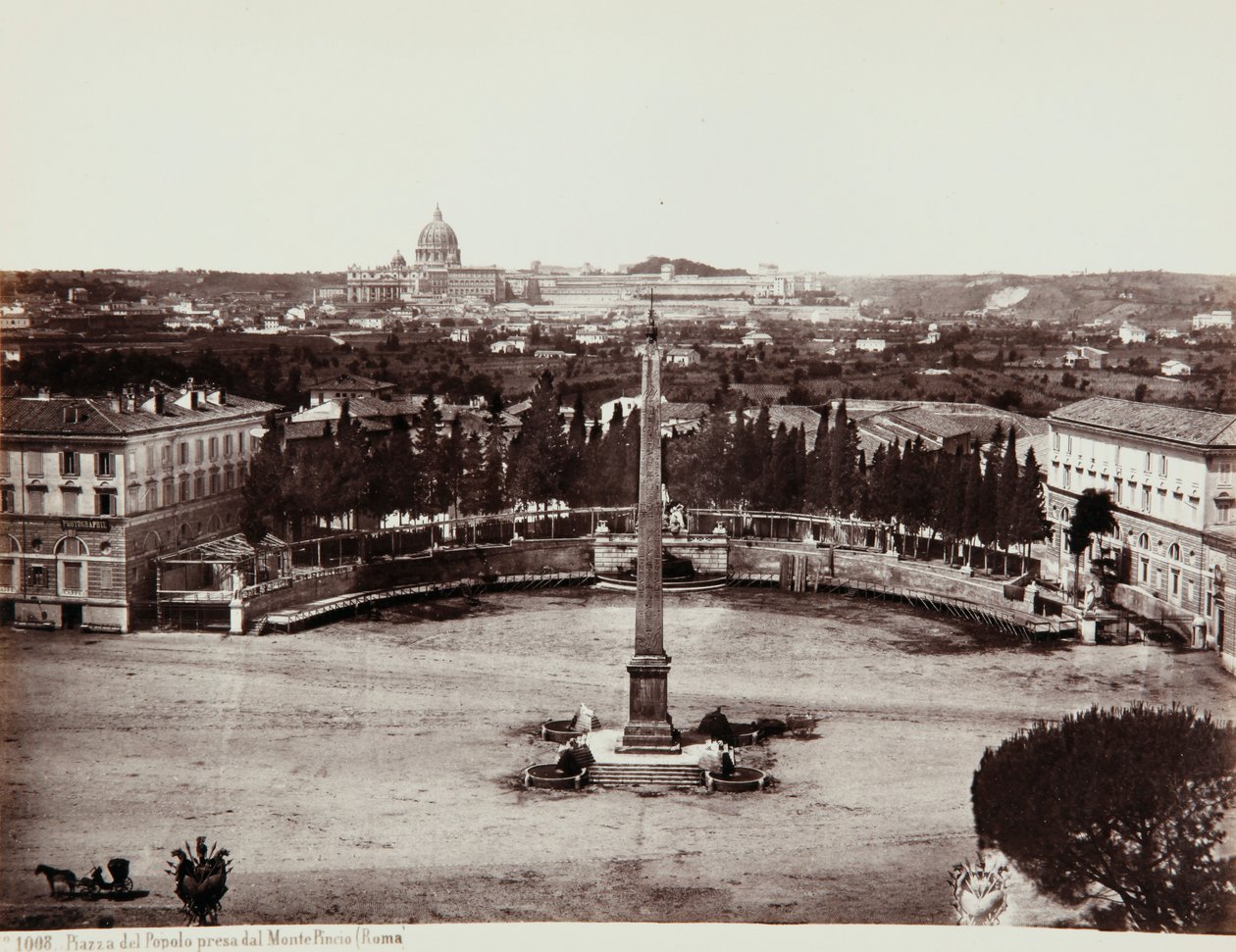 Vista da Piazza del Popolo desde Pincio (ou Colina Pinciano), Roma de Giorgio Sommer