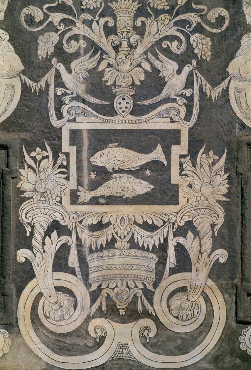 Figuras alegóricas e signos zodiacais, de Giorgio Vasari, Tommaso Battista del Verrocchio e Alessandro Forzori, Palazzo dei Cavalieri ou Palazzo della Carovana, Piazza dei Cavalieri, Pisa, Toscana, Itália de Giorgio Vasari