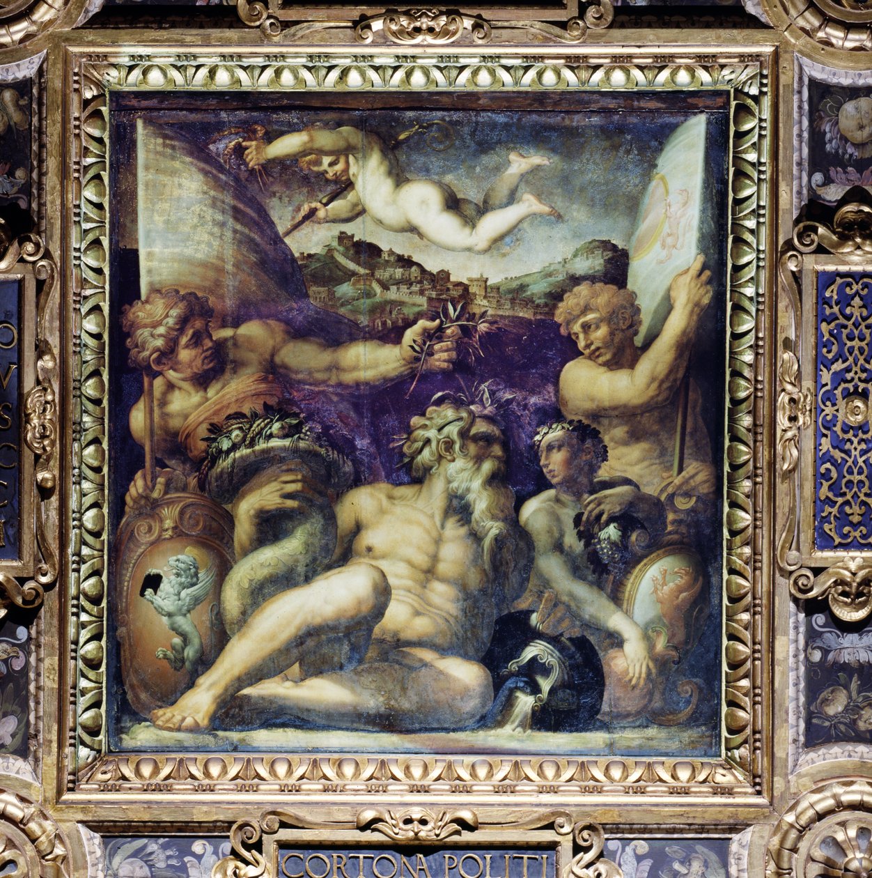 Alegoria das regiões de Cortona e Montepulciano do teto do Salone dei Cinquecento, 1565 (painel) de Giorgio Vasari