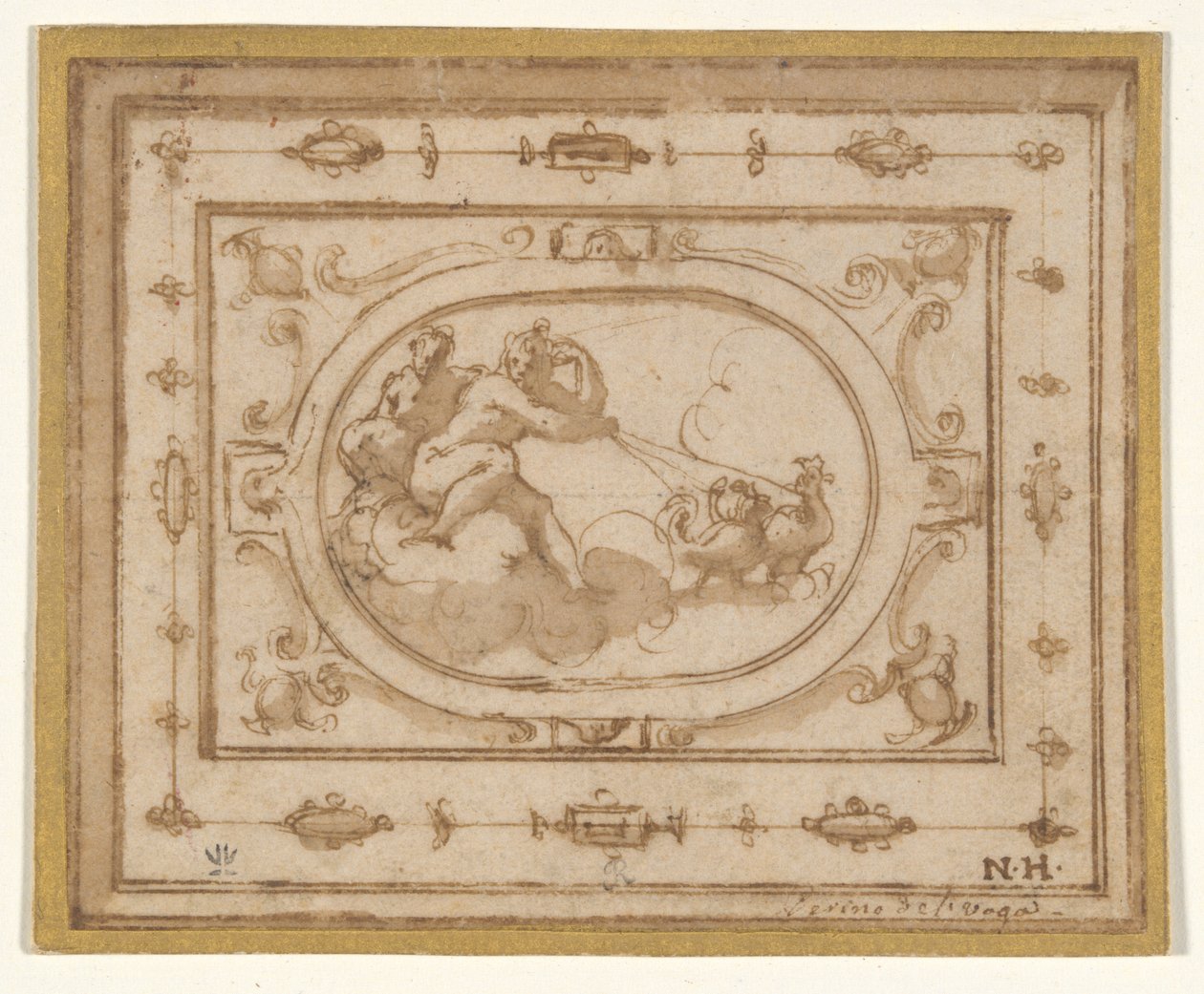 Aurora e Tithonius, estudo para uma decoração de palco para um espectáculo de Aretino de Giorgio Vasari