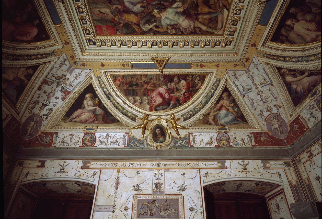 Detalhe do quarto de Lorenzo il Magnifico representando a sua visita a Nápoles (fresco de Giorgio Vasari